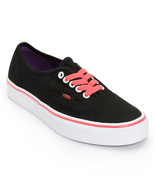 Vans Authentic Black & Neon Red Shoes (Womens) at Zumiez : PDP Red Vans Shoes For Girls