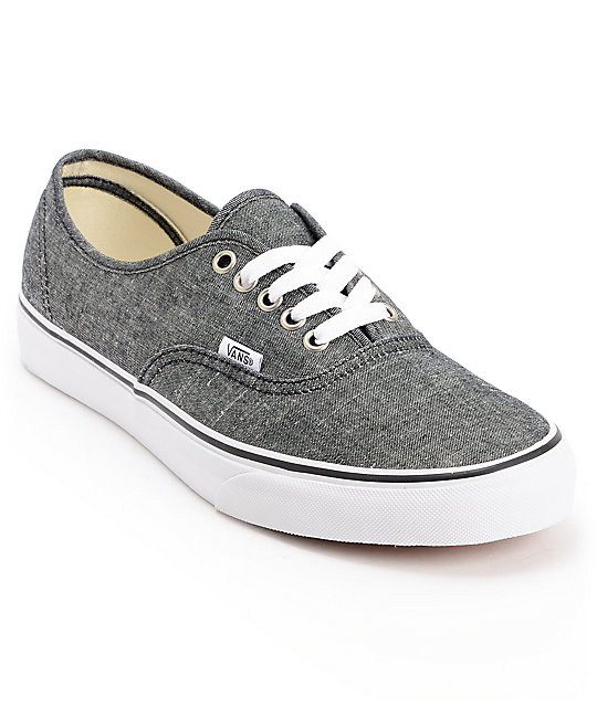 Vans Authentic Black Chambray Skate Shoes (Mens) at Zumiez : PDP