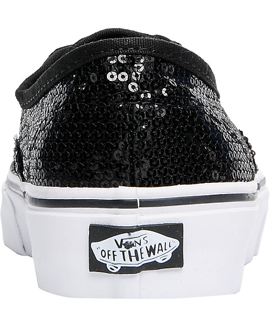 vans authentic black glitter