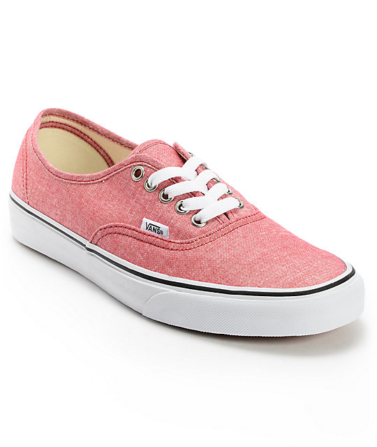 Vans Authentic Chambray Chili Pepper Canvas Skate Shoes (Mens) at ...