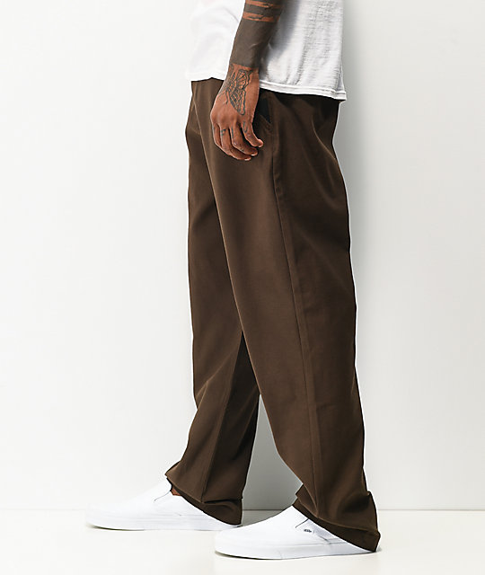 pantalones vans hombre marron