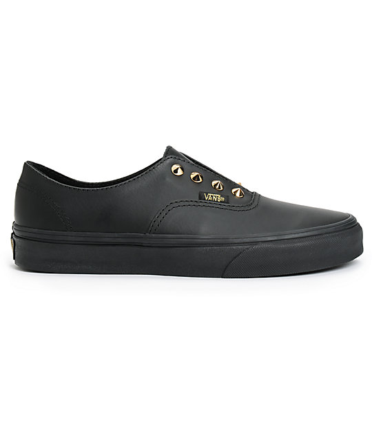 Vans Authentic Gore Stud Black Leather Slip-On Shoes | Zumiez