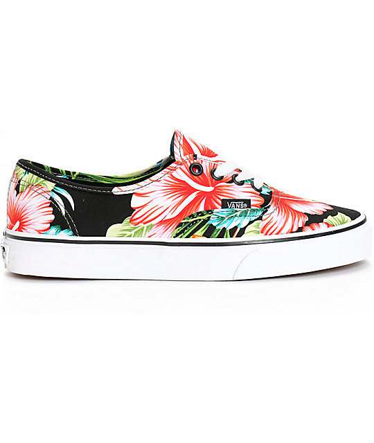 vans authentic hawaiian floral skate shoe