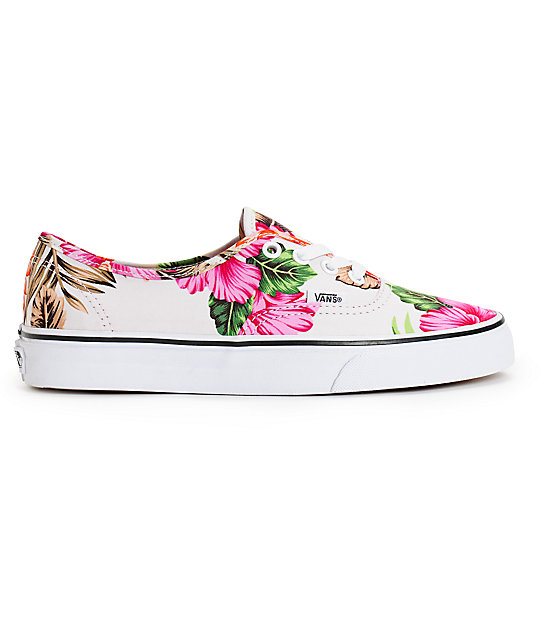 vans authentic hawaiian floral skate shoe