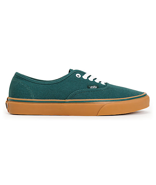 Vans Authentic June Bug Green & Gum Skate Shoes | Zumiez