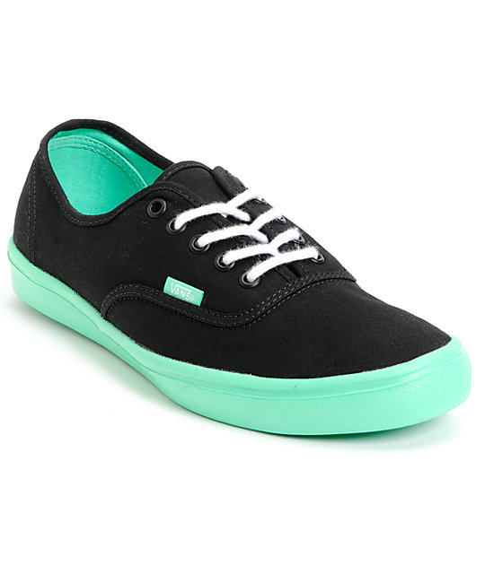 Vans Authentic Lite Black & Green Skate Shoes | Zumiez