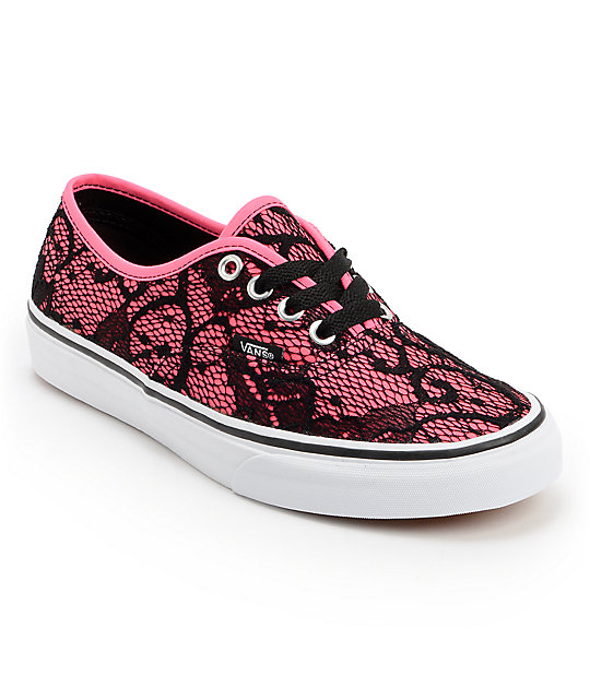 Vans Authentic Neon Pink & Lace Shoes (Womens) at Zumiez : PDP