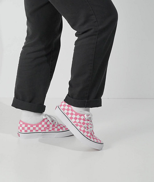Vans Authentic Pink Lemonade Checkerboard Skate Shoes