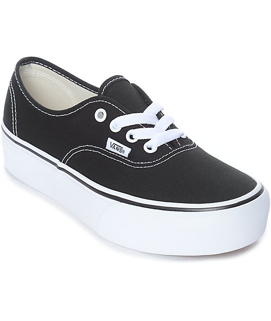 Vans Authentic Platform Black & White Skate Shoes | Zumiez