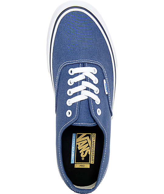 Vans Authentic Pro 50th Navy and White Skate Shoes | Zumiez