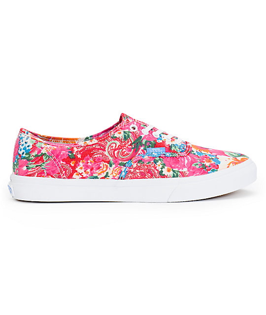 Vans Authentic Slim Pink & White Floral Print Shoes | Zumiez