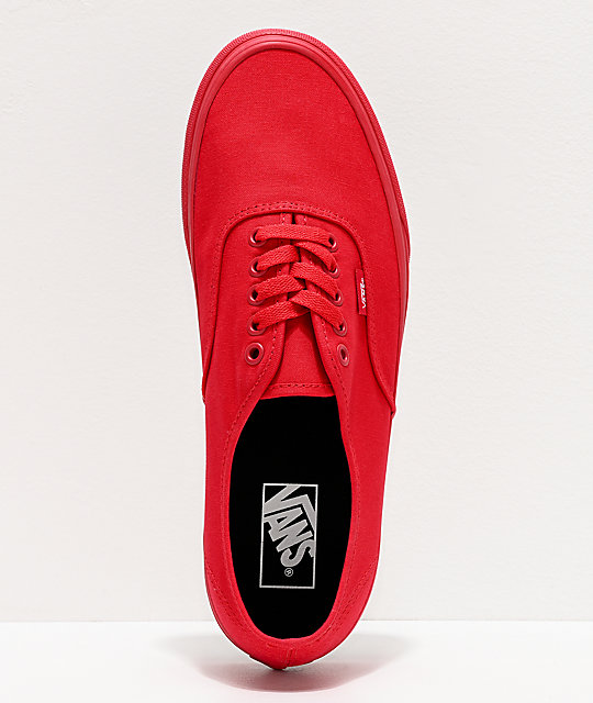 vans authentic true red & black skate shoes