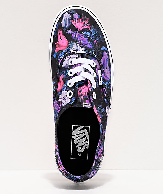 purple vans with flowers