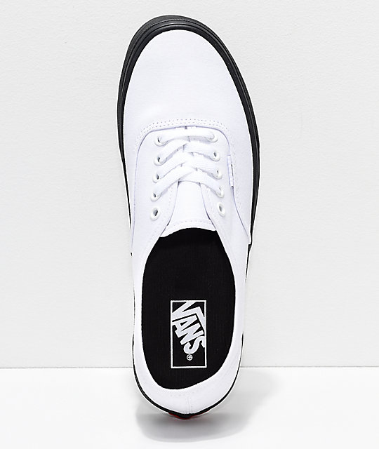 Vans Authentic White & Black Sole Skate Shoes Zumiez