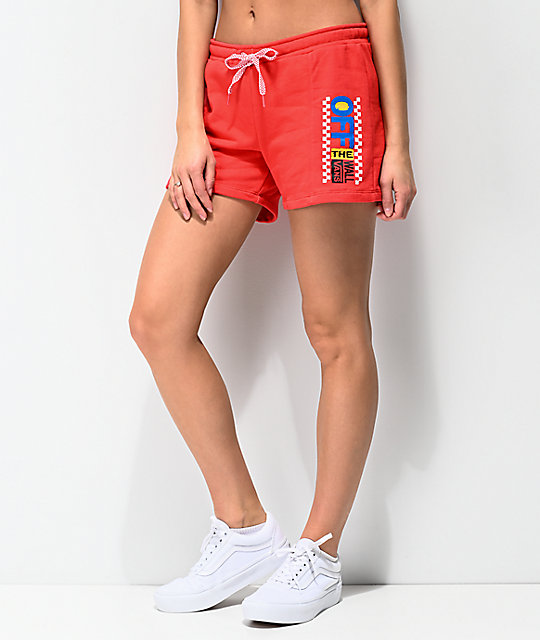 vans red shorts