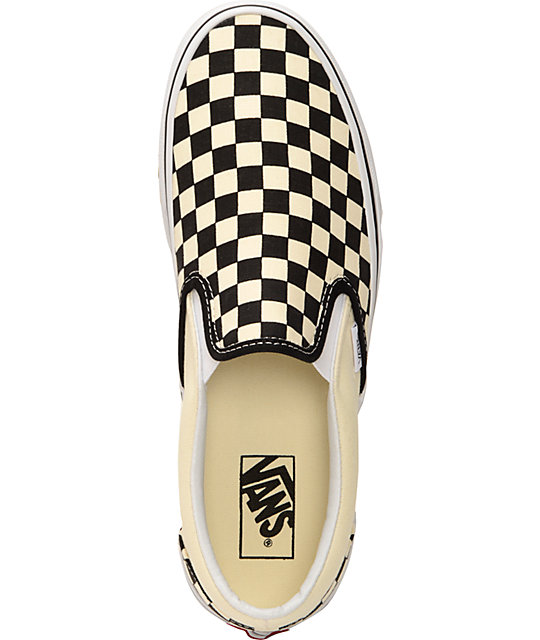 Vans Black & White Checkered Slip On Canvas Skate Shoes | Zumiez