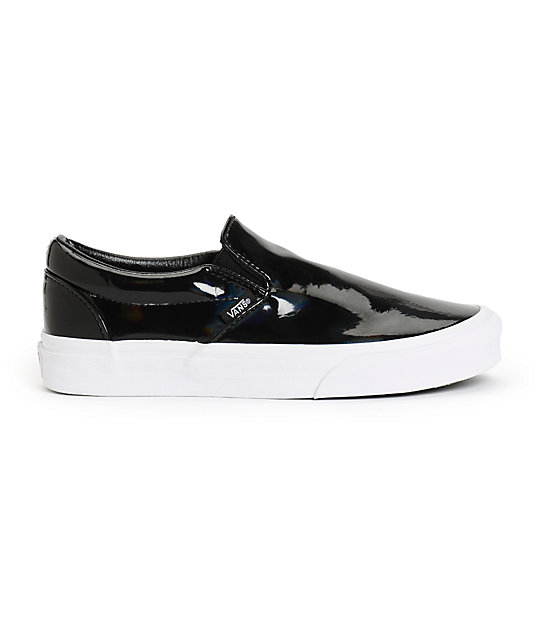 Vans Black Patent Leather Slip-On Shoes | Zumiez
