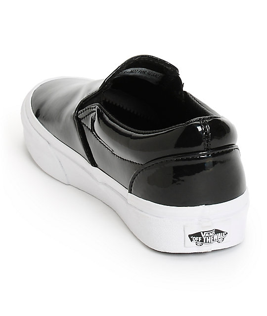 black patent leather vans