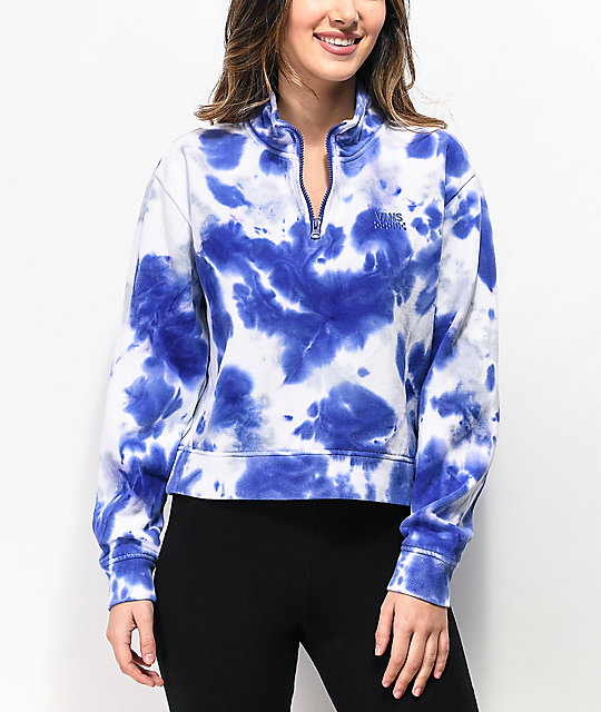 Download Vans Blue Tie Dye Mock Neck Crop Sweatshirt | Zumiez