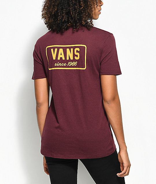 vans burgundy t shirt