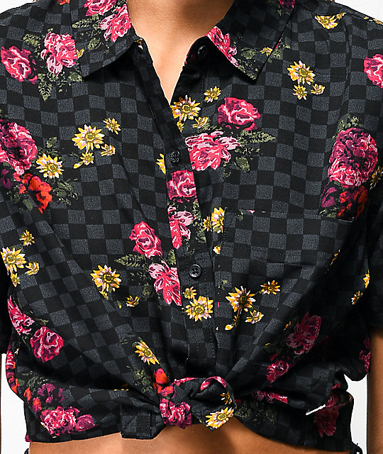 checkerboard button up shirt