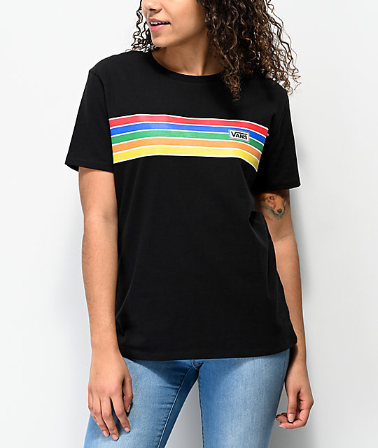 rainbow vans shirt womens