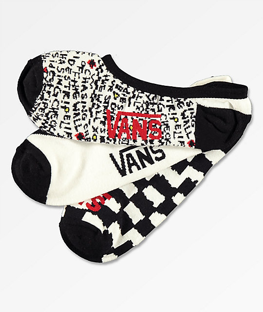 Vans Canoodle Diy Checkerboard 3 Pack No Show Socks