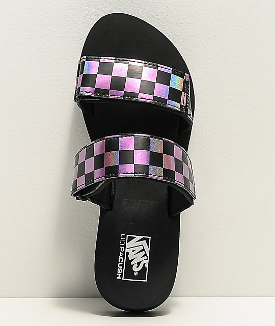 vans cayucas checkerboard 2 strap slide sandals
