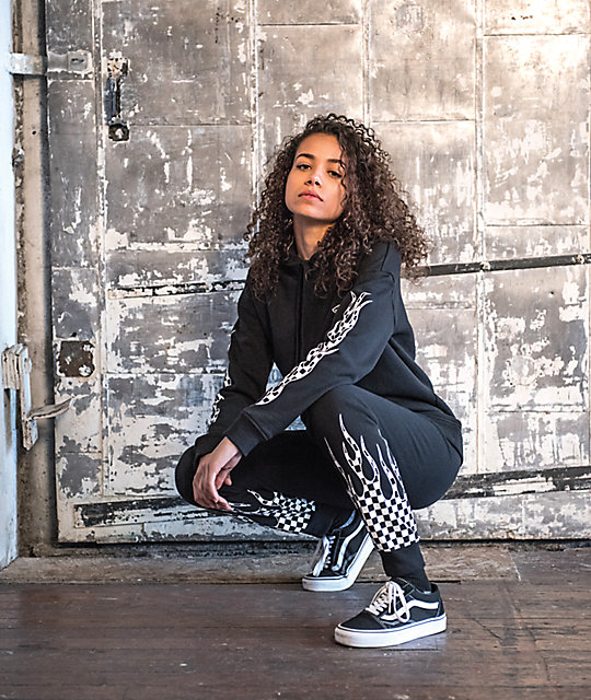 Vans Checkerboard Flame Black Hoodie Vans Checkerboard Flame Black Hoodie