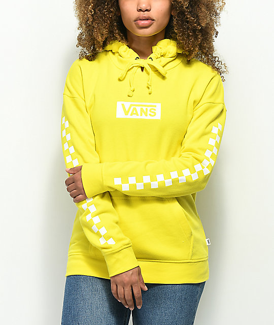 Vans Checkerboard Logo sudadera amarilla con capucha | Zumiez