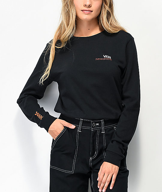 Vans Checkerboard Text Black Long Sleeve TShirt Zumiez