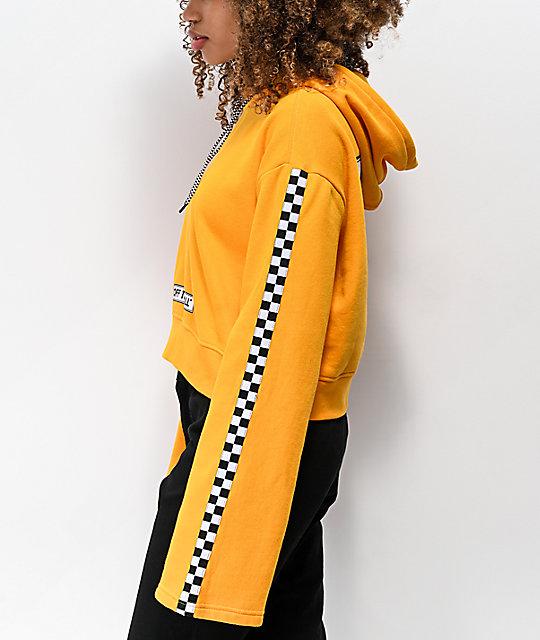 yellow checkered cropped hoodie