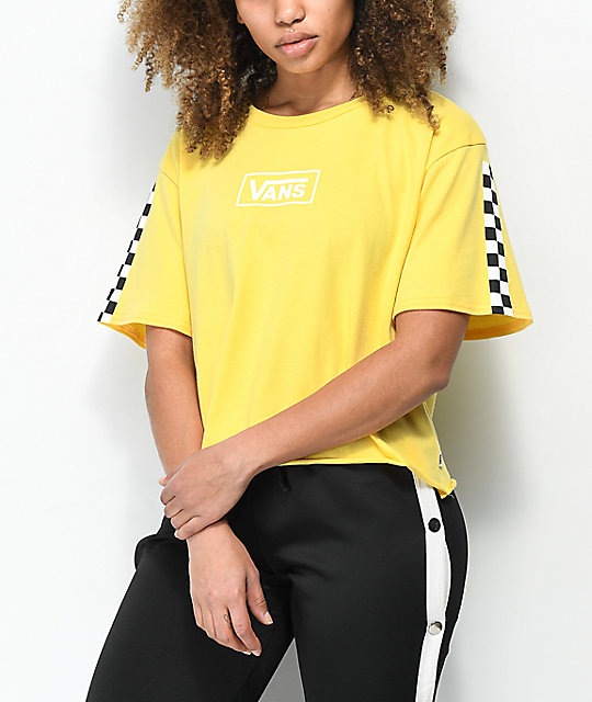 Girl vans checkerboard yellow crop t shirt hot online