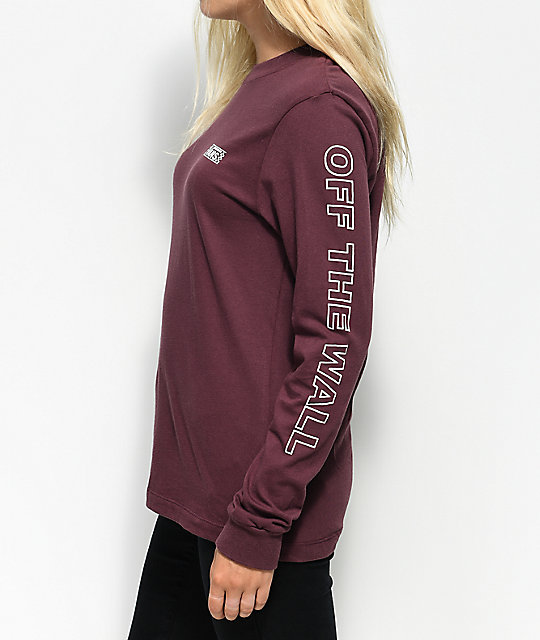 women's burgundy vans t shirt