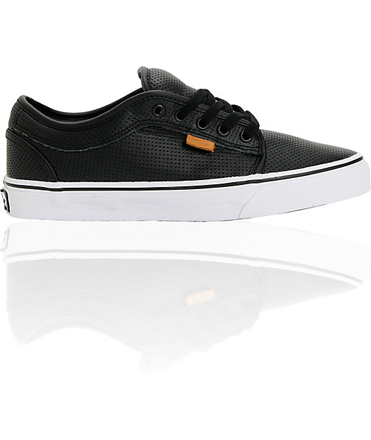vans chukka black perforated leather shoe