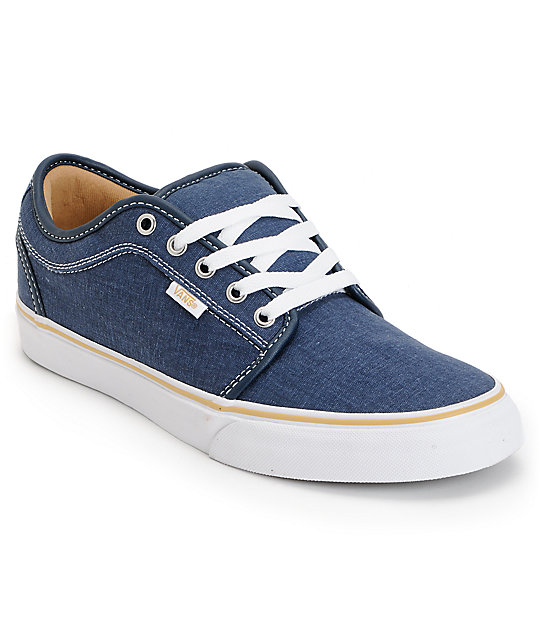 Vans Chukka Low Navy Washed Canvas Skate Shoes | Zumiez