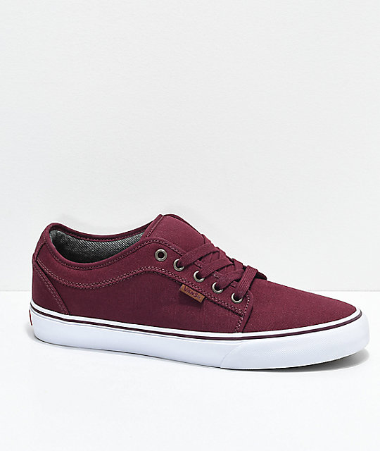 Vans Chukka Low Pro Port Red & White Canvas Skate Shoes | Zumiez