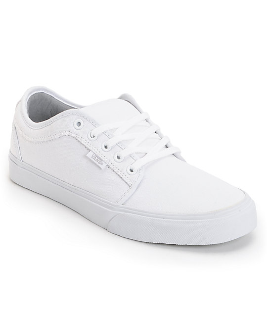 all white low top vans