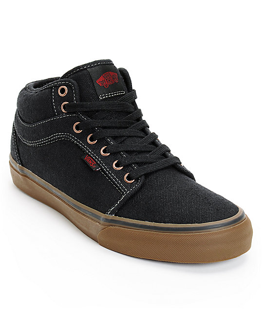 Vans Chukka Mid Black & Gum Canvas Skate Shoes at Zumiez : PDP