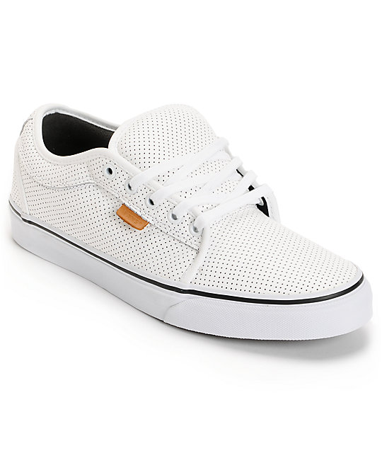 Vans Chukka White Peforated Leather Skate Shoes (Mens) at Zumiez : PDP