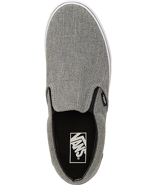 vans classic grey & white slip on shoe vans classic grey & white slip on shoe
