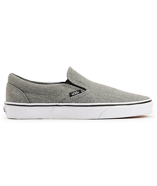vans classic grey & white slip on skate shoes vans classic grey & white slip on skate shoes