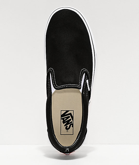Vans Classic Slip On Black & White Shoes | Zumiez