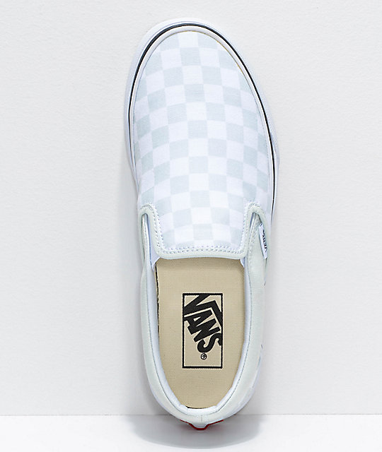 vans classic slip on checkerboard blue flower & true white shoes vans classic slip on checkerboard blue flower & true white shoes
