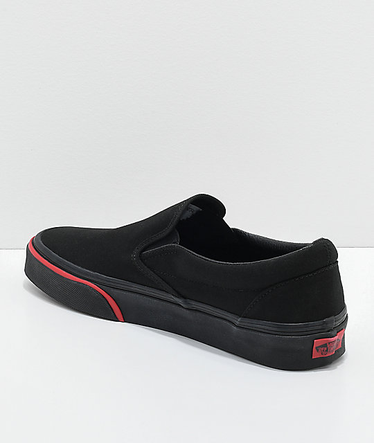vans black slip on shoes