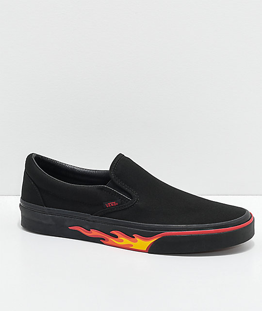 vans with flames slip on