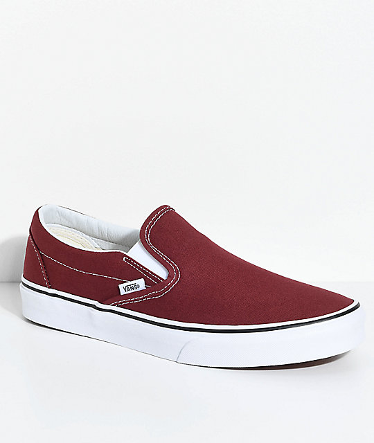 maroon slip on shoes