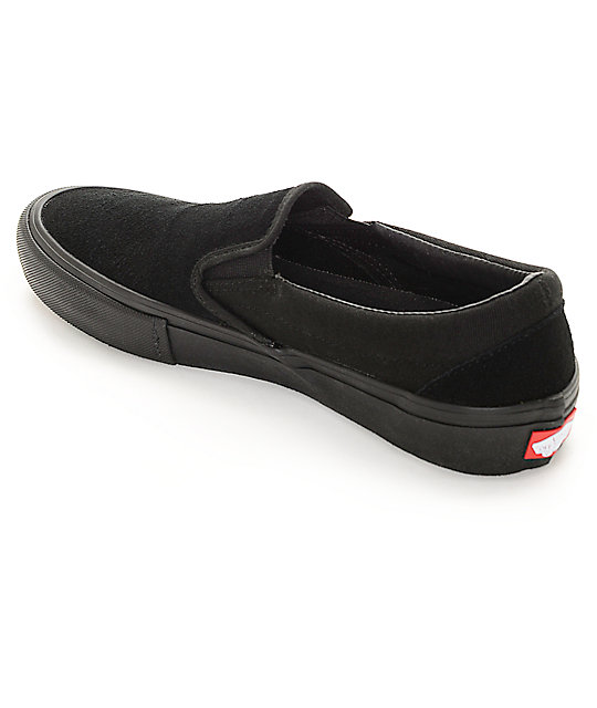 vans classic slip on black monochromatic shoes