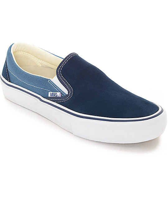 vans blue slip on shoes