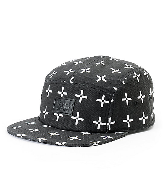 Vans Cross Print Black 5 Panel Hat | Zumiez